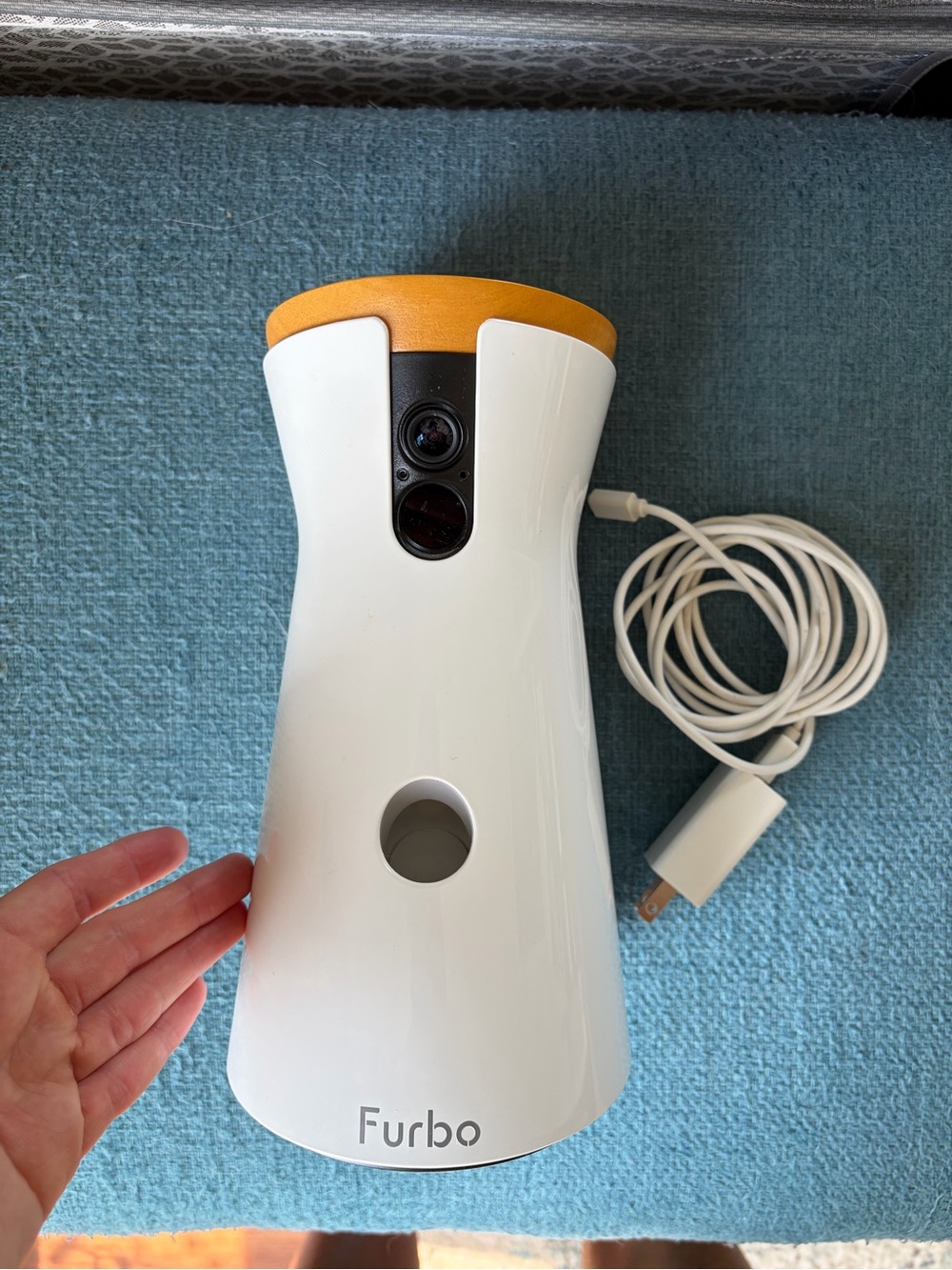 Furbo Dog Camera Treat Dispenser - White with Orange Top
